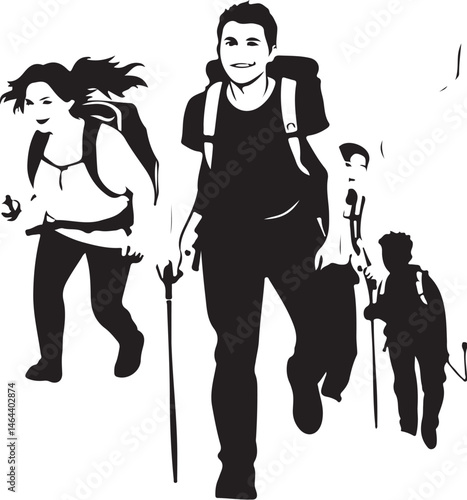 Trekking and Hiking Silhouettes Collection – Outdoor Adventure Vectors