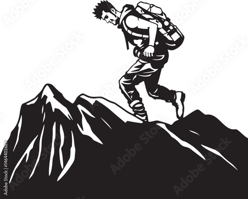 Trekking and Hiking Silhouettes Collection – Outdoor Adventure Vectors