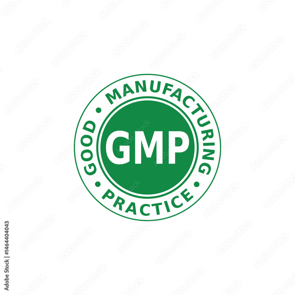 Good Manufacturing Practice Green Sign Symbol ICON VECTOR Good Manufacturing Practice Green Sign Symbol ICON VECTOR