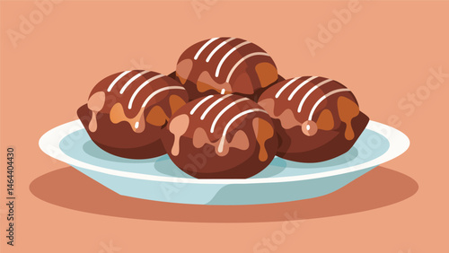 A photo of glutenfree brownie bites made with almond flour and topped with a drizzle of dark chocolate a decadent and satisfying glutenfree treat.. Vector illustration