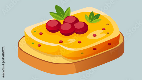 A delectable combination of crusty whole wheat bread and a sweet and tangy cranberry orange cheese spread.. Vector illustration