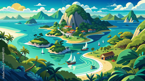  Very beautiful Bird eye view of Sea Thailand, Mu Ko Ang Thong island National