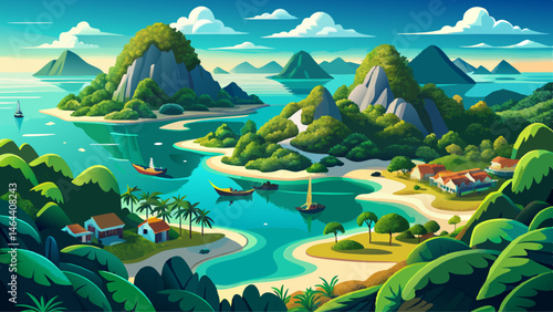  Very beautiful Bird eye view of Sea Thailand, Mu Ko Ang Thong island National