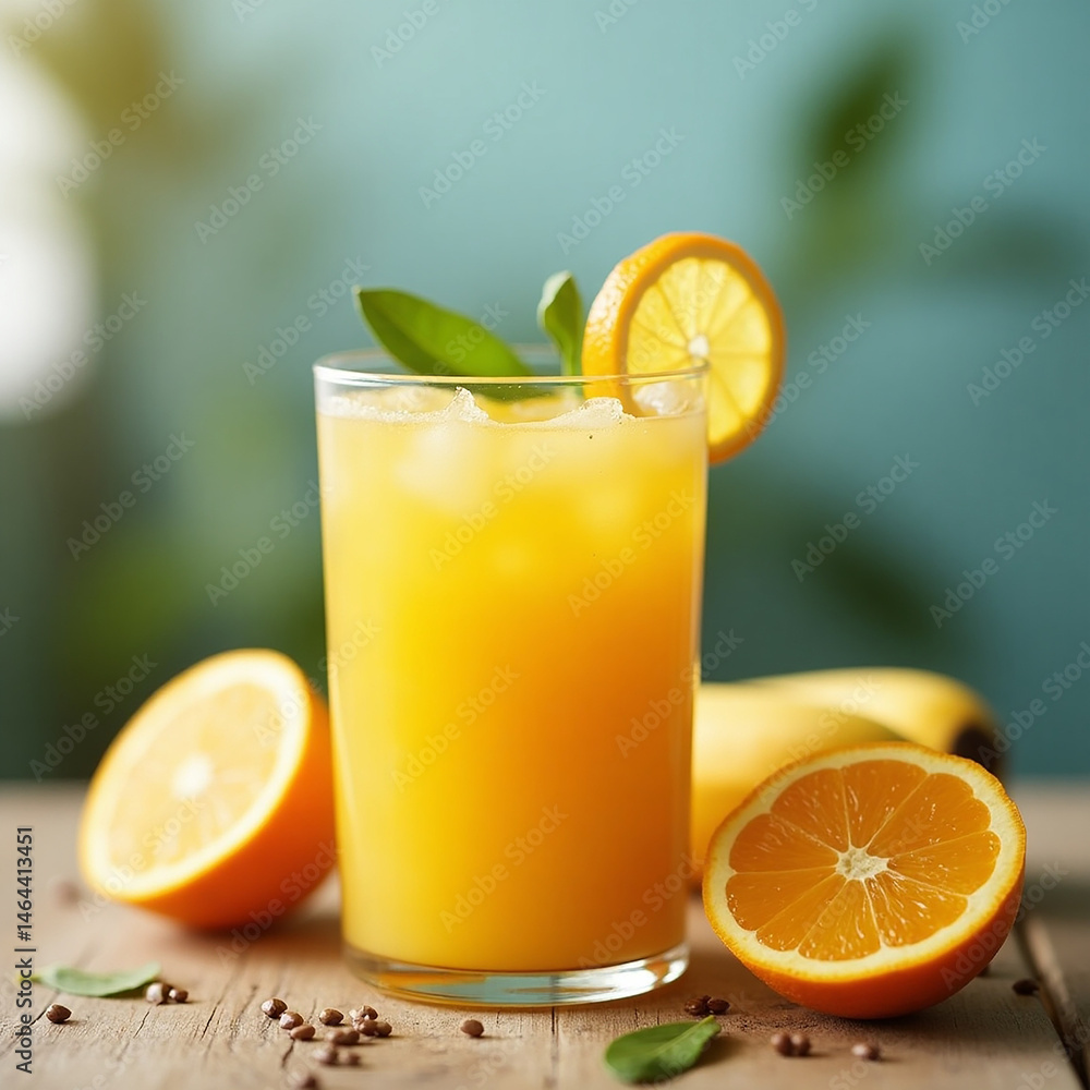 Orange Juice in Clear Glass with Pulp Orange Juice in Clear Glass with Pulp