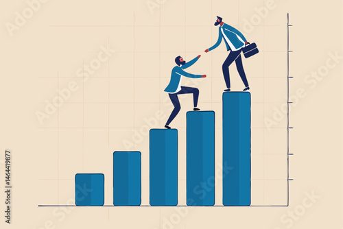 Manager support to achieve target, mentor or coaching to success in work, trusted partnership or team collaboration concept, success businessman support team member giving hand to help reach target.