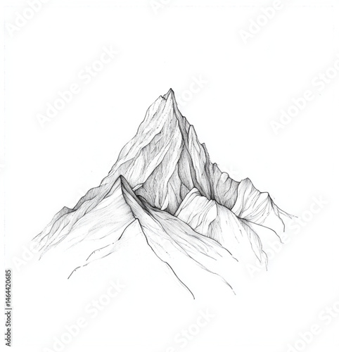 Obraz na płótnie drawing of a mountain with fine lines and light shading for a feminine result in black and white on a white background for a tattoo project w salonie