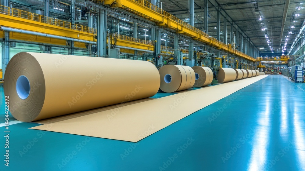 Fototapeta premium Large paper roll in industrial factory setting