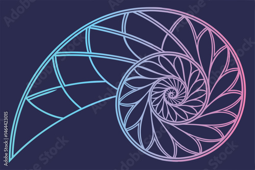 88 Neon spiral, geometric abstract, vibrant colors, blue and pink gradient, intricate patterns, circular design, hypnotic swirl, digital art, glowing lines, symmetrical composition, futuristic aesthet