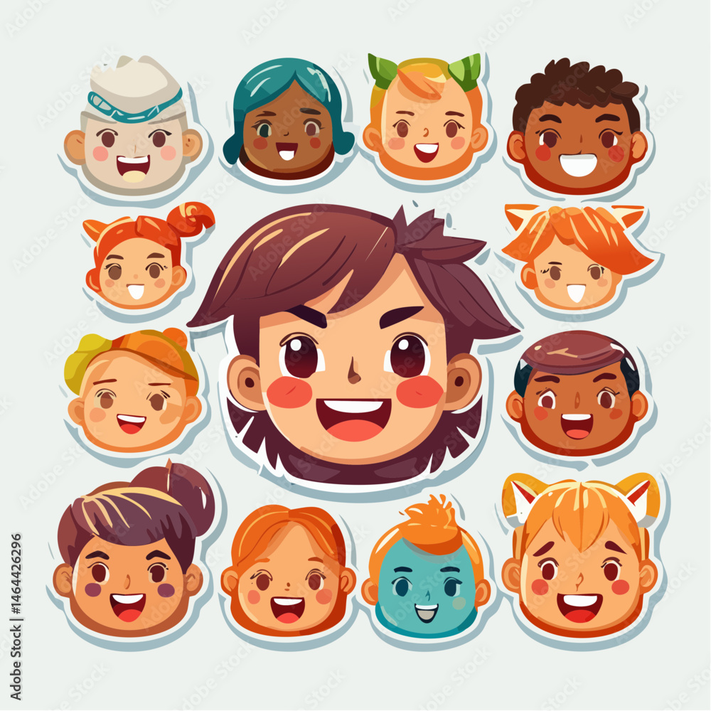 Vector cartoon faces, abstract design mascots - y2k stickers and badges, happy, angry expressions, sticker and icons with different face expressions Vector cartoon faces, abstract design mascots - y2k stickers and badges, happy, angry expressions, sticker and icons with different face expressions
