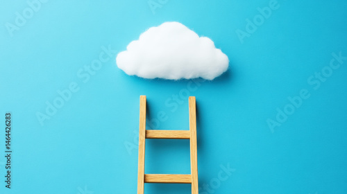Concept of dream, Goal to success with Ladder and cloud. Generative AI