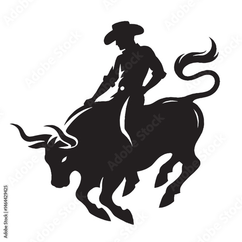 logo of cowboy riding the bull