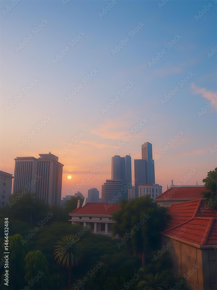 Fototapeta premium sunset over the city