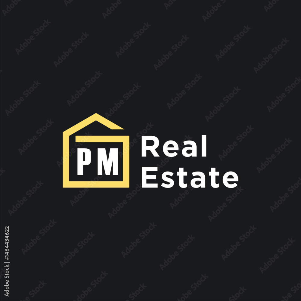 PM initials minimalist creative real estate logo vector PM initials minimalist creative real estate logo vector