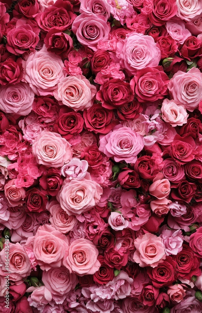 Abundant Display of Vibrant Pink Roses in Various Shades Creating a Lush Floral Background for Celebrations and Events Abundant Display of Vibrant Pink Roses in Various Shades Creating a Lush Floral Background for Celebrations and Events