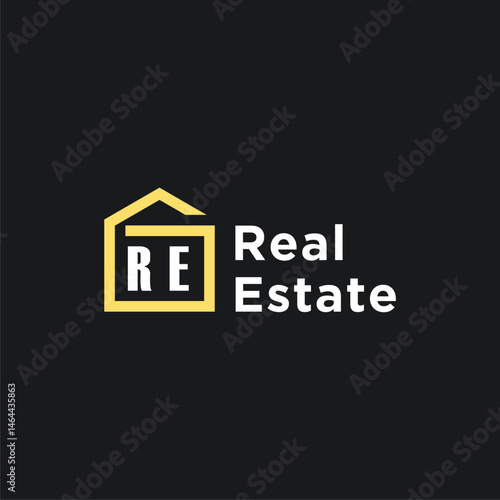 RE initials minimalist creative real estate logo vector