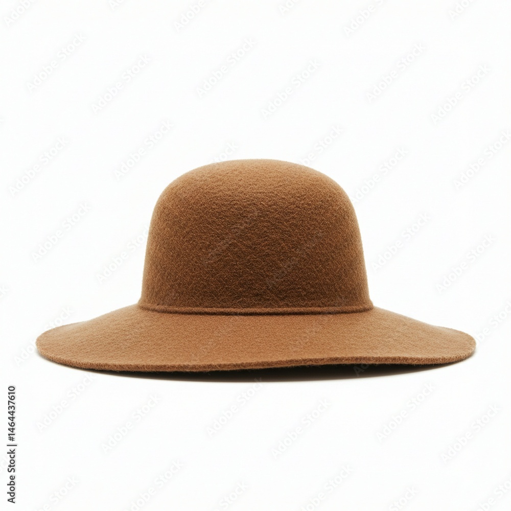 A stylish, brown felt hat with a wide brim. A stylish, brown felt hat with a wide brim.