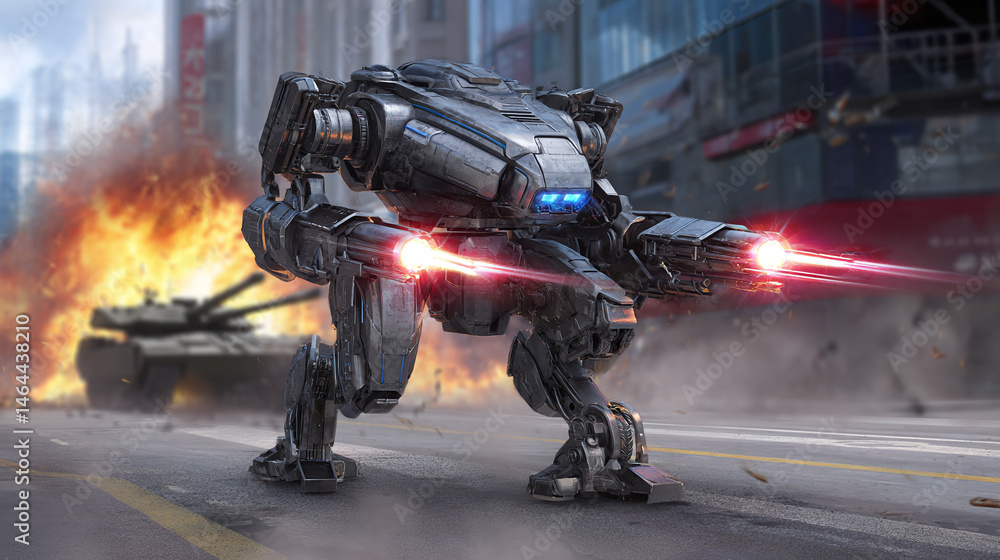 Obraz premium Futuristic War Robot in Action