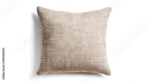 Japandi linen accent pillow isolated on white background 