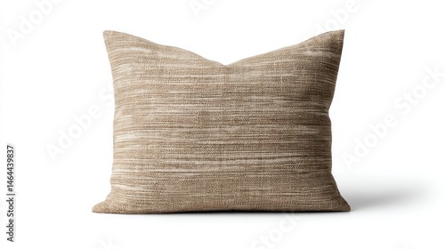 Japandi linen accent pillow isolated on white background 
