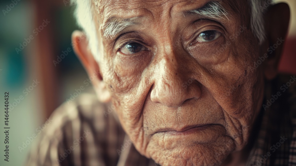 Elderly man with deep wrinkles and expressive eyes, reflecting wisdom and life experiences indoors Elderly man with deep wrinkles and expressive eyes, reflecting wisdom and life experiences indoors