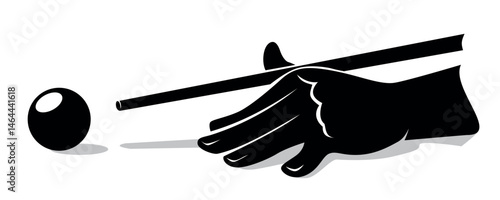 billiarder hand with cue and ball