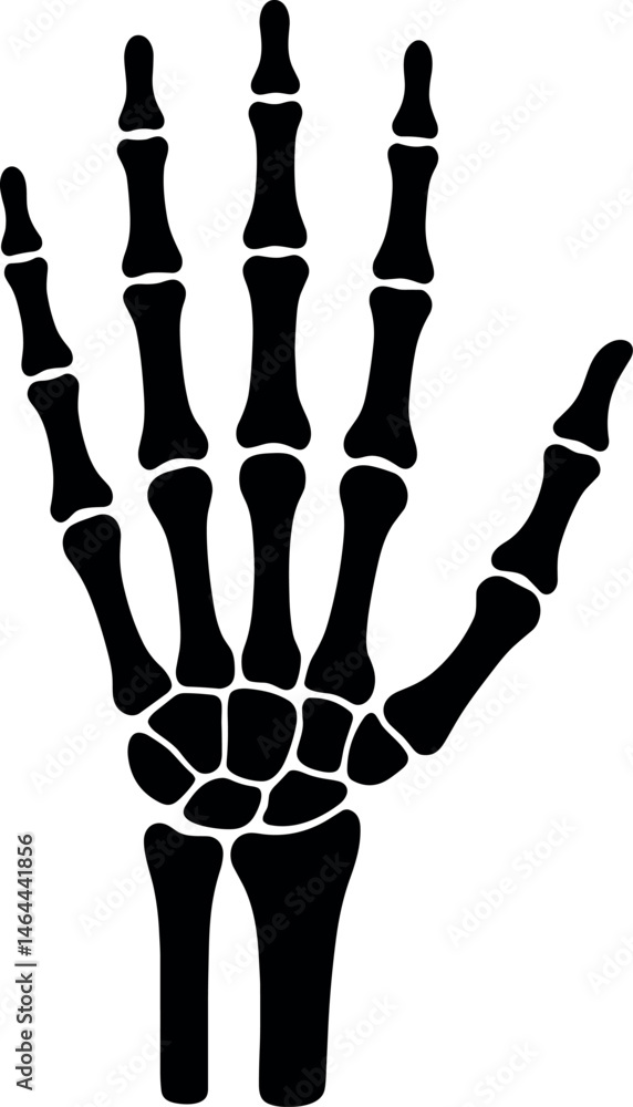 Fototapeta premium Skeleton Hand vector black silhouette print design