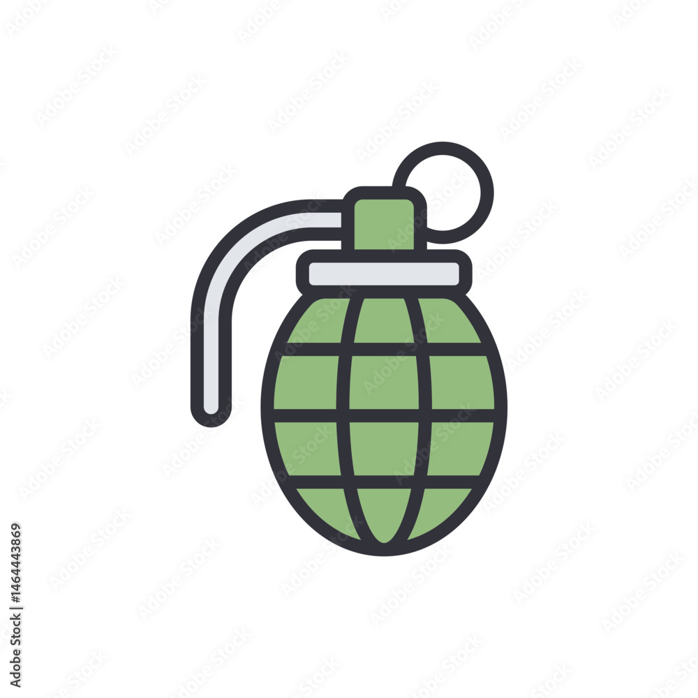 Fototapeta premium Stylized grenade emblem on a White Background symbolizing danger