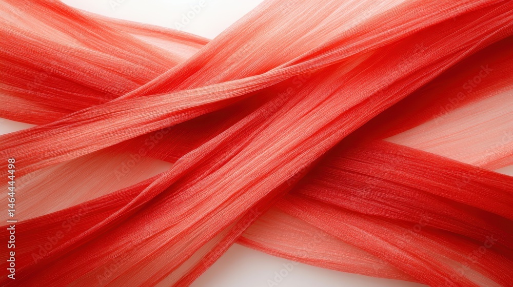 This image features elegantly arranged soft flowing red and pink textiles, showcasing their delicate textures and vibrant colors for a captivating visual experience. This image features elegantly arranged soft flowing red and pink textiles, showcasing their delicate textures and vibrant colors for a captivating visual experience.