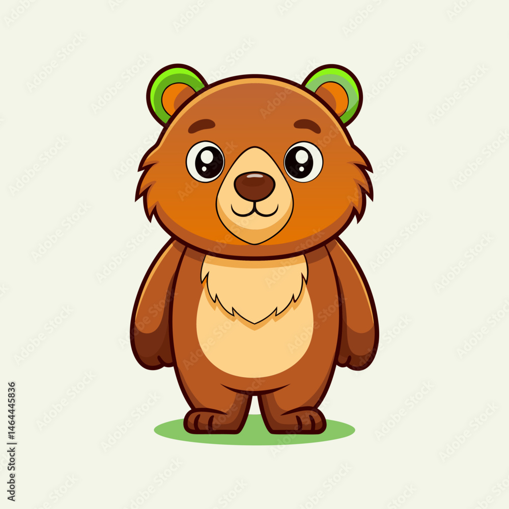 Obraz premium Adorable Brown Bear Cartoon Illustration