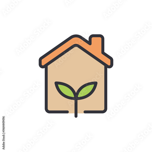 Eco-Friendly Home Icon with Sprout Representing Sustainable Living Concept