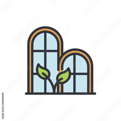Minimalist window icon showcasing nature's growth and sustainable living