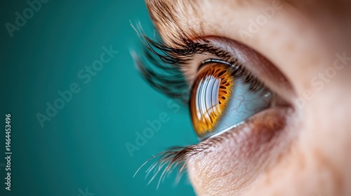 An intriguing close-up shot of a brown human eye showcases mesmerizing detail and vibrant colors, highlighting the beauty and complexity of human emotions and perspectives.