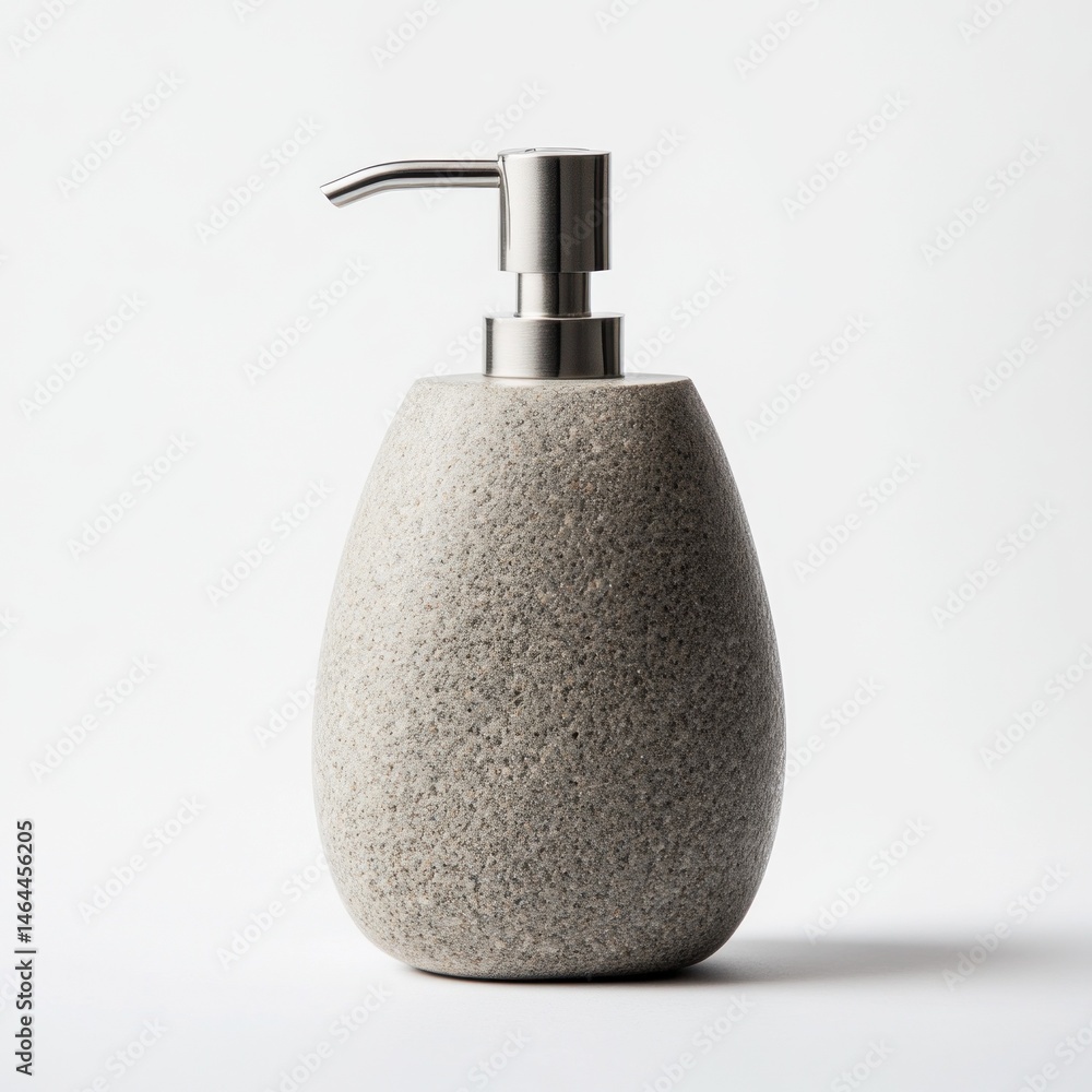 Obraz premium Minimalist stone soap dispenser isolated on white background. 