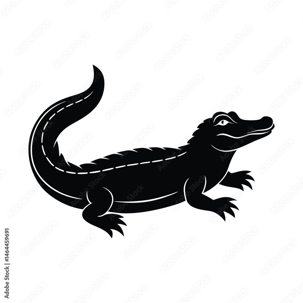 Fototapeta premium Basking Alligator Clean Vector Silhouette