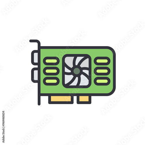 Stylized graphics processing unit icon for gaming or workstation themes