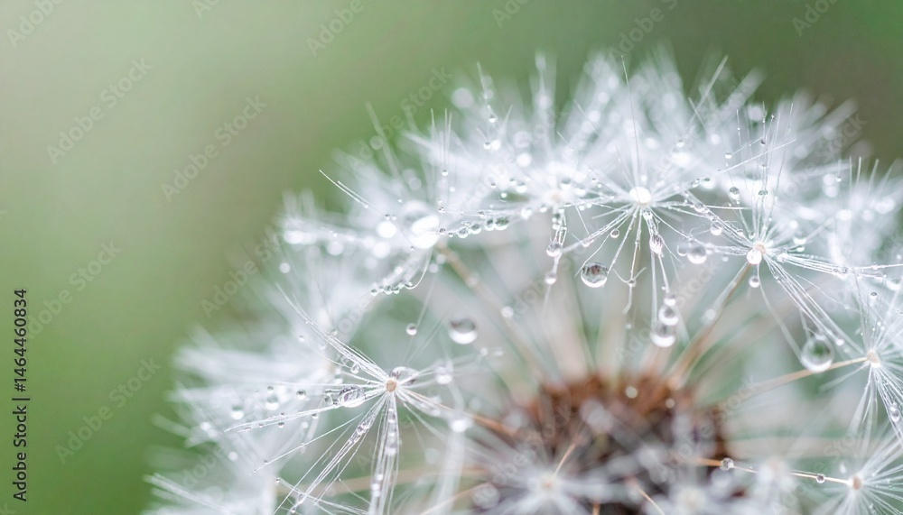 Obraz premium Custom AI Model Macro nature. Beautiful dew drops on dandelion seed macro. cool
