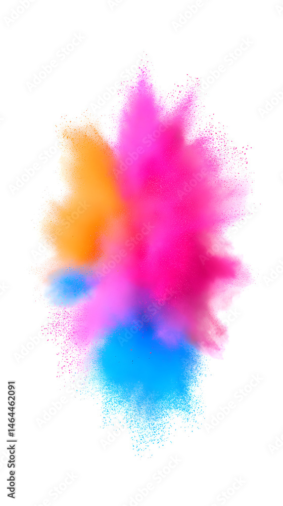 Fototapeta premium Abstract colored powder splatter isolated on white background