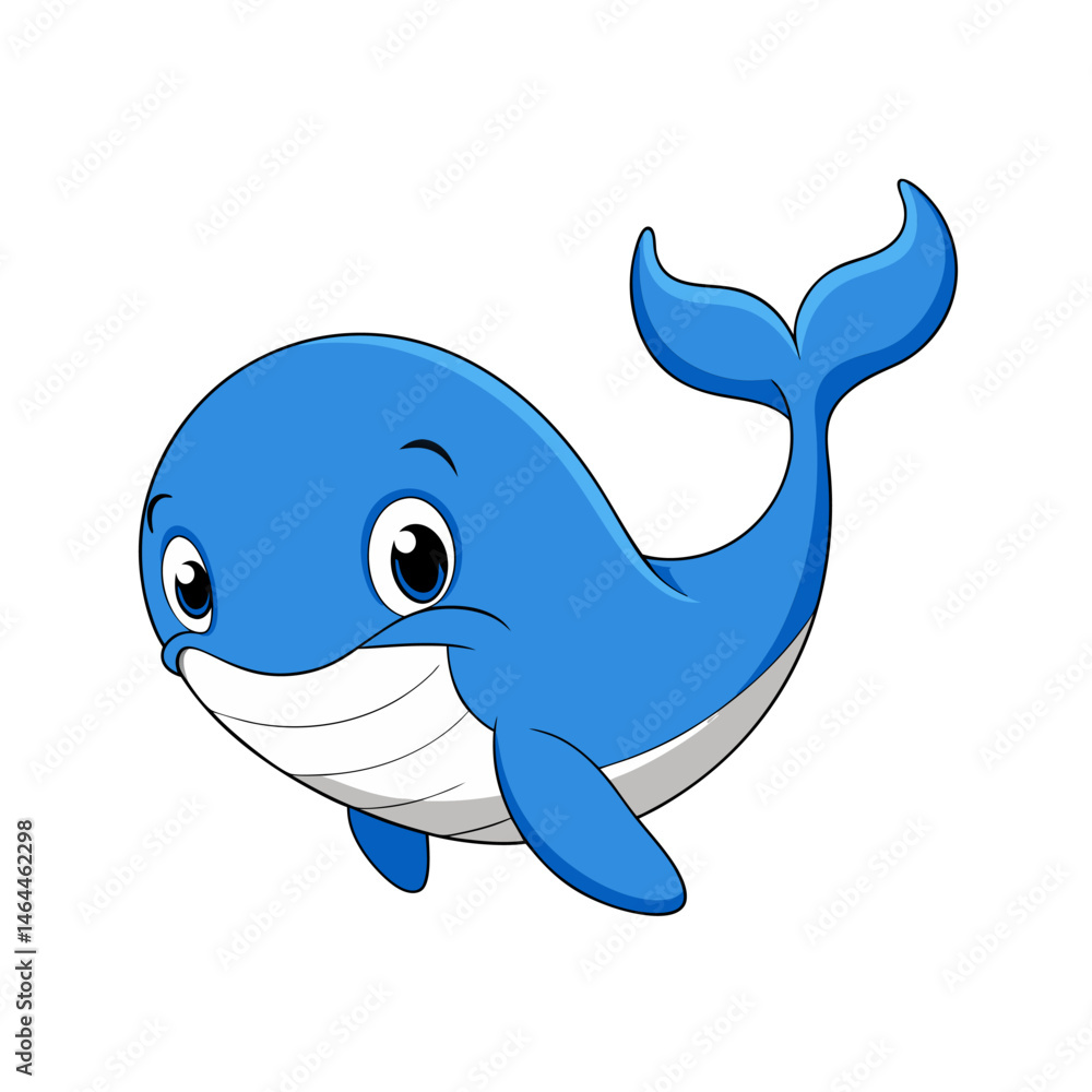 Adorable Blue Whale Cartoon Illustration Adorable Blue Whale Cartoon Illustration