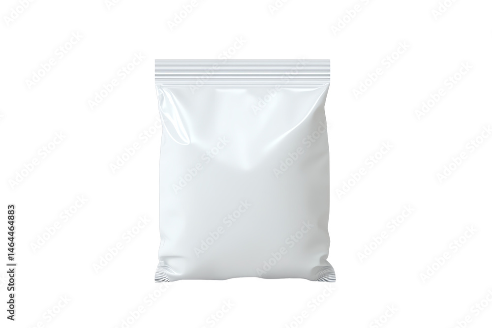 A plain, sealed white snack bag with a crimped top and bottom. A plain, sealed white snack bag with a crimped top and bottom.