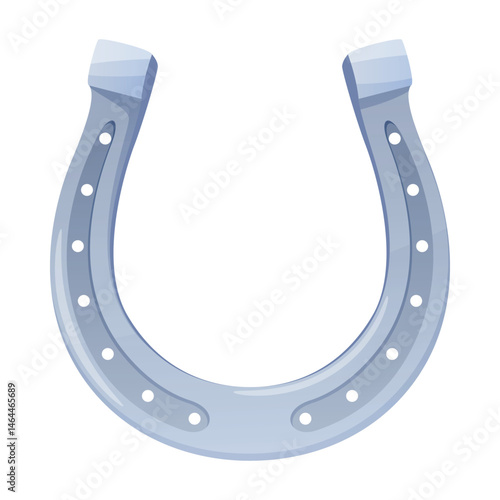Silver horseshoe isolated on a white background for good luck and decoration purposes