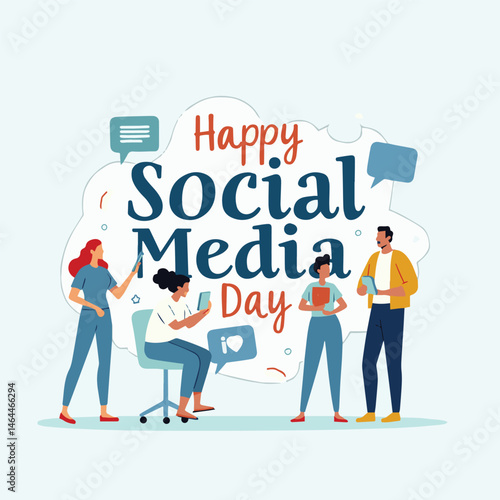 Happy Social Media Day Banner. Promoting Positive Online Use