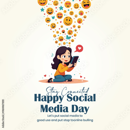 Happy Social Media Day Banner. Promoting Positive Online Use