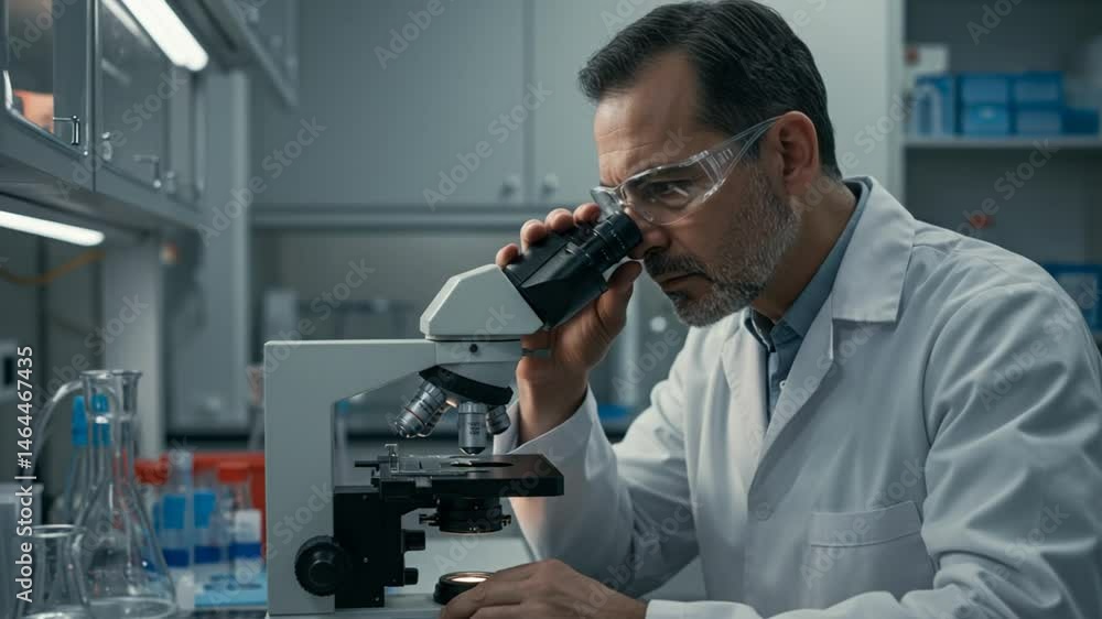 真剣な眼差し 精密機器 研究室の静寂 真剣な眼差し 精密機器 研究室の静寂