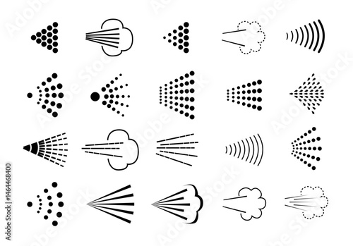 Spray icons set. Spray steam icons. cleanning deodorant sprayed line.Vector