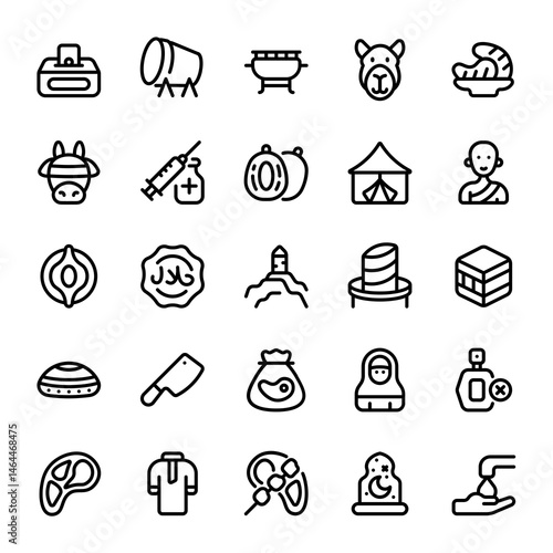 Eid Adha icon sheet with line style, perfect for user interface projects