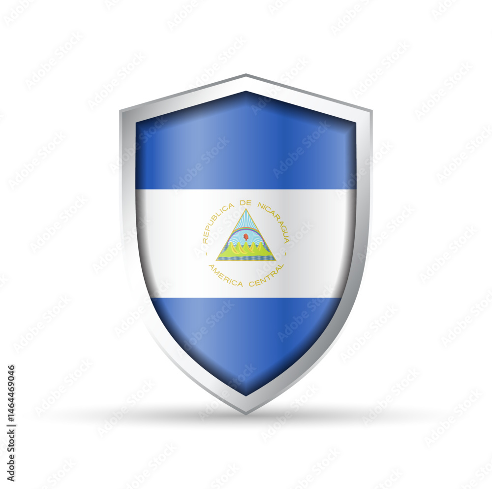 Nicaragua Flag Glossy Shield Icon Nicaragua Flag Glossy Shield Icon
