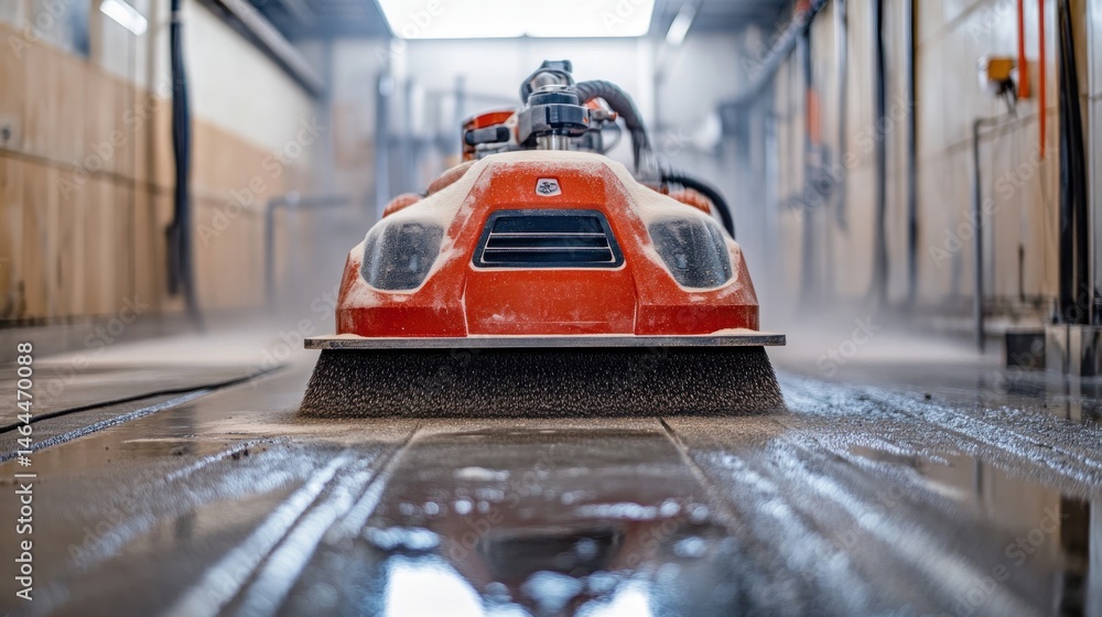 Naklejka premium Industrial floor scrubber in a factory