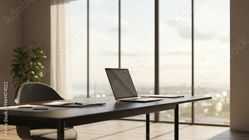 Wallpaper Mural 都会の景色 穏やか陽光 広々デスクで作業開始 Torontodigital.ca