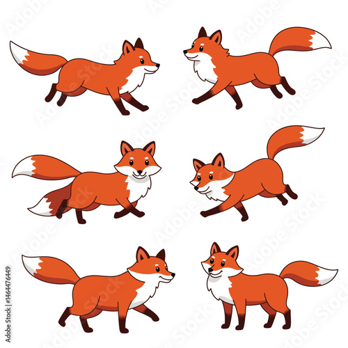 vector illustration of fox. animal world. wild animals. nature background.