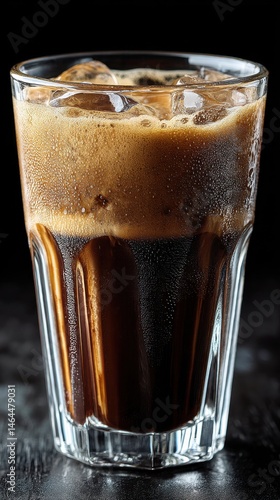 isolated of very cold glass filled ice black coffee americano --no coke